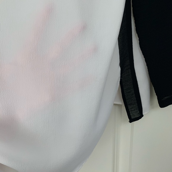 ❤️Willi Smith Semi Sheer Black White Blouse Small - Picture 6 of 6